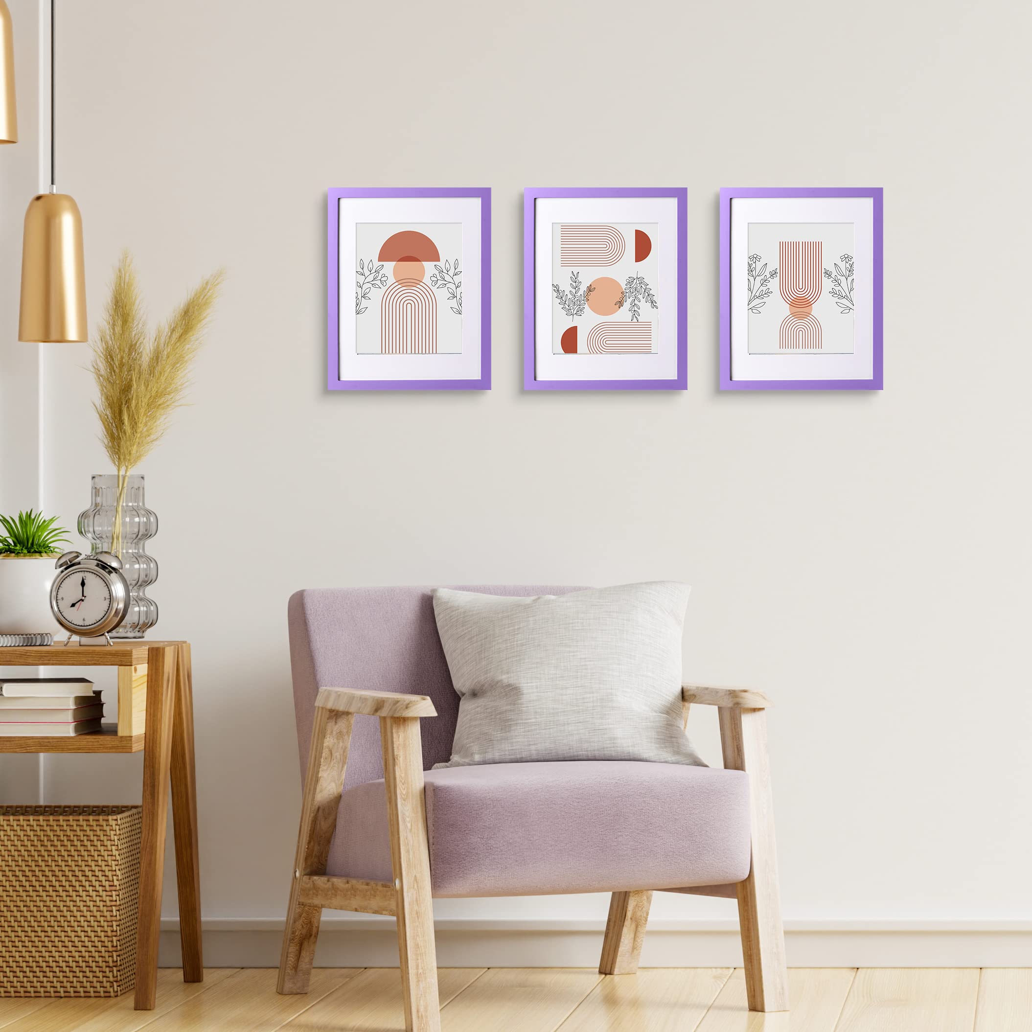 wyooxoo 11x14 Picture Frame Made of Solid Wood Purple Photo Frames Display Pictures 8x10 with Mat or 11x14 Without Mat Colorful